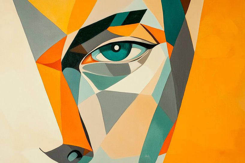 Geometrische ziel - kleurenspel Een in de facetten - Geometrische ziel van Poster Art Shop