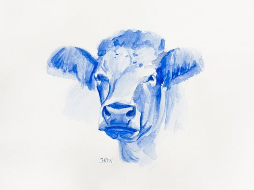 Portrait à l'aquarelle d'une vache