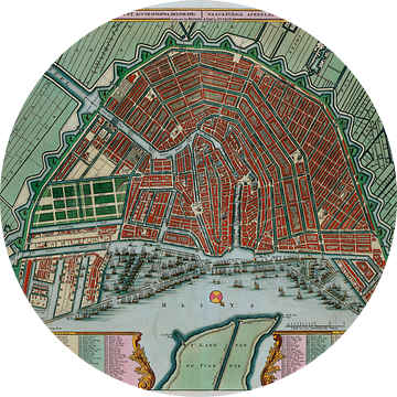 Amsterdam Oude kaart Plattegrond van Amsterdam  1725