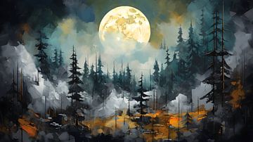 Pleine lune sur la forêt sur Jan Bechtum