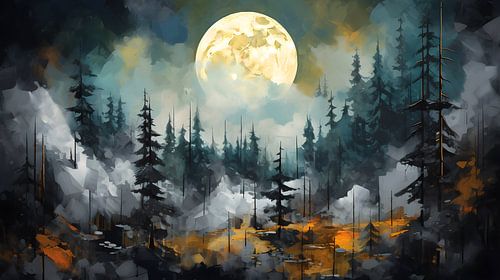 Volle maan boven bos