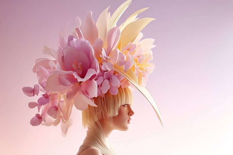 femme avec des fleurs par Egon Zitter