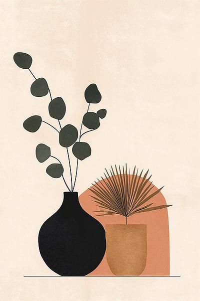 Eukalyptus in Schwarz und Tarrakotta Nr. 4 von Studio BB