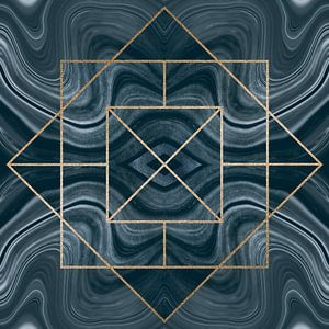 Art Deco Kachel Gold Blau