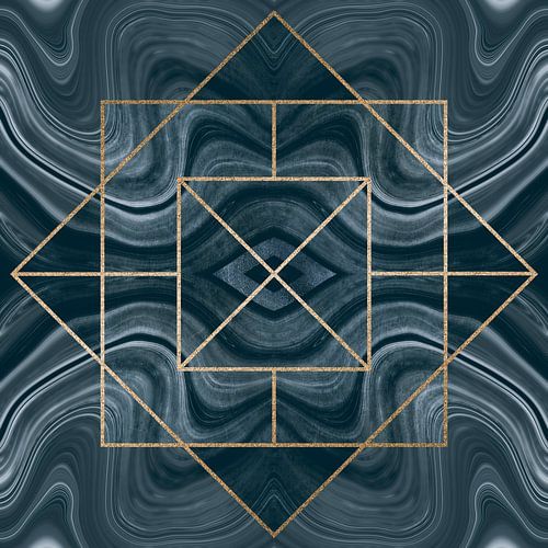 Art Deco Tegel Goud Blauw