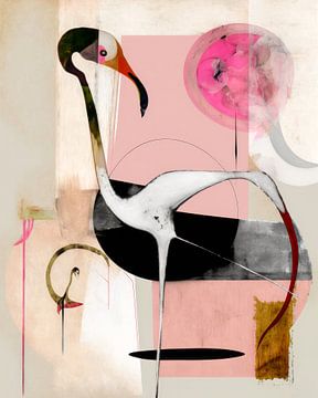 Flamingo Abstract Schilderij. van AVC Photo Studio