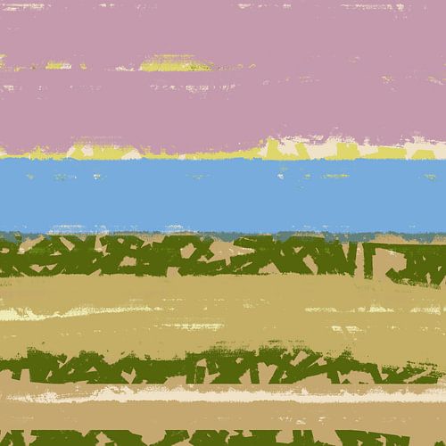 Kleurvormen en lijnen. Modern abstract landschap in pastelkleuren. Duinen