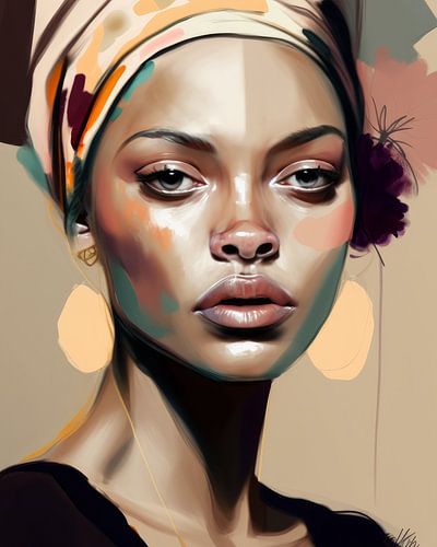 Illustration in Pastellfarben: modernes Porträt