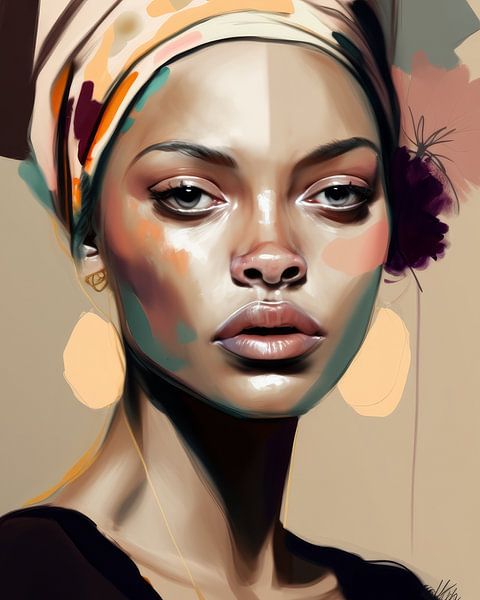 Illustration in pastel colours: modern portrait by Studio Allee