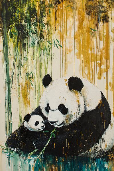 Panda with cub in bamboo forest by Imperial Art House