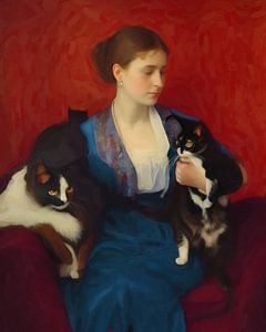 Das blaue Kleid mit den zwei Katzen