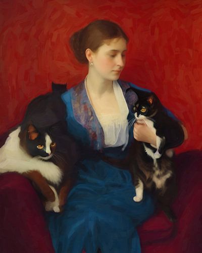 The Blue Dress with the Two Cats
