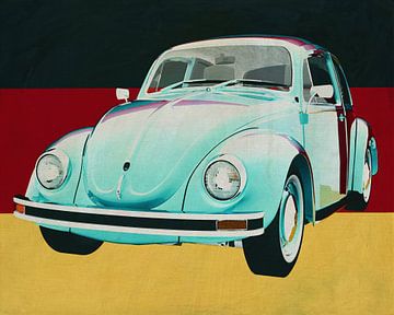 Volkswagen Beetle Sedan from 1972 in front of the German flag by Jan Keteleer