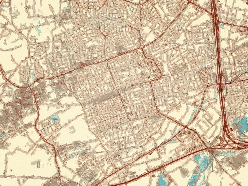 Map of Veldhoven in the style Blue &amp; Cream by De Kaartenwinkel
