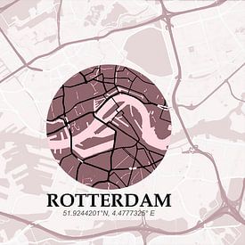 Map Style Rotterdam - Red by Peter Hooijmeijer