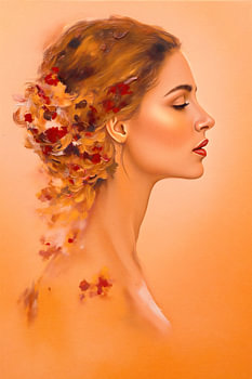 Silhouette – Profil mit blumiger Textur