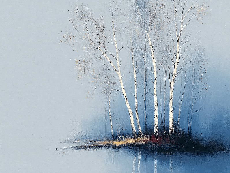 Birke Reflexion | Spiegel des Nebels von Karina Brouwer