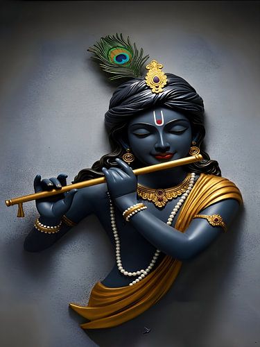 Statue Jai Sri Krishna Spielt Flöte