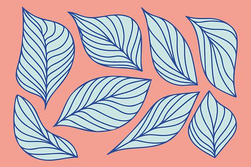 Flow - blue-green wavy leaves on light orange