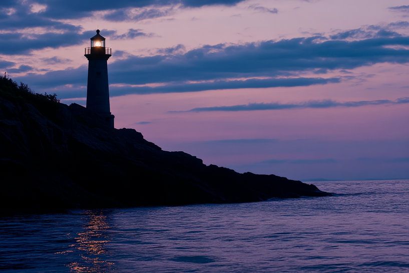 Lighthouse at dusk by Poster Art Shop