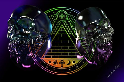 3d-Illustration. Verschmolzene Skulls.