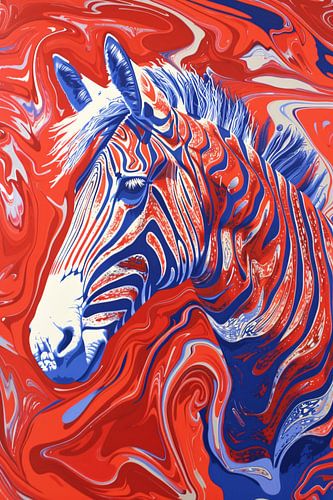Pop art zebra schilderij met felle kleuren