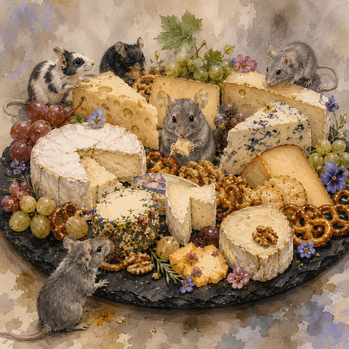 Plateau de fromages avec une souris