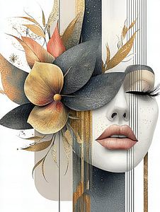Eine Frau trägt einen atemberaubenden Blumen-Fascinator