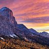 Sunrise and autum colors, Dolomites van Paul Begijn