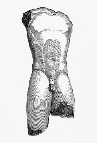 Mannelijke torso van de oudste stijl gevonden in de buurt van Megara , Gazette Des Beaux-Arts (1862)
