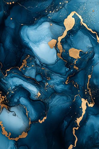 Blauw-gouden abstract marmerontwerp