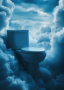 Schweben auf Wolken mit einer Himmels-Toilette