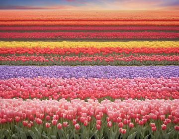 Champs de tulipes en fleurs