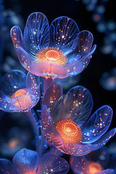 Bioluminescente Bloemen in Digitale Kunst van Art & Soul Creations
