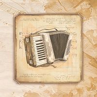 Vintage accordion art for accordion players, accordionist