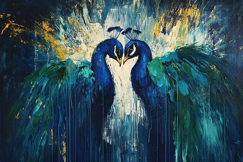 Abstracte pauwen in levendige kleuren