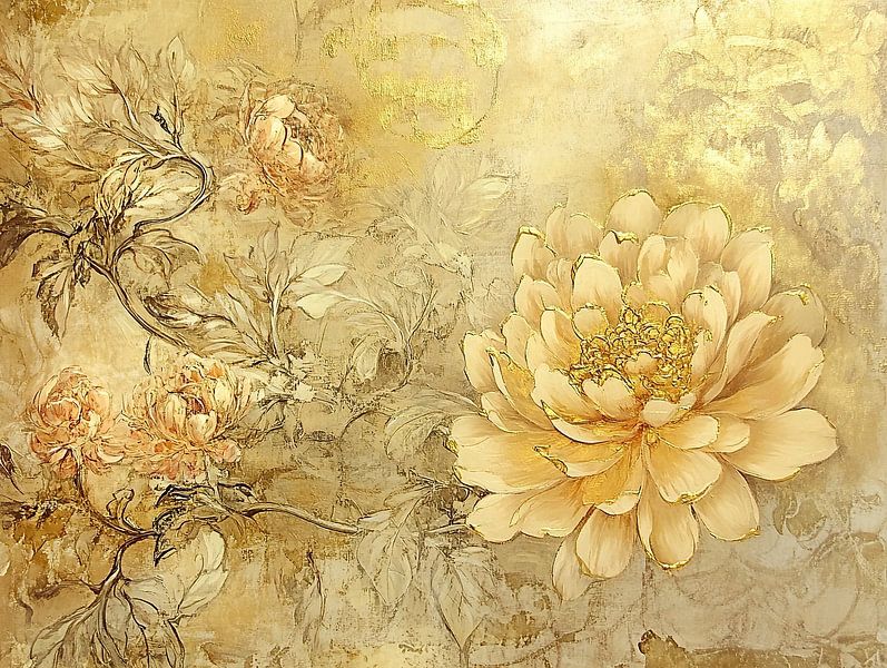 Zarte goldene Blumen von ARTEO Gemälde