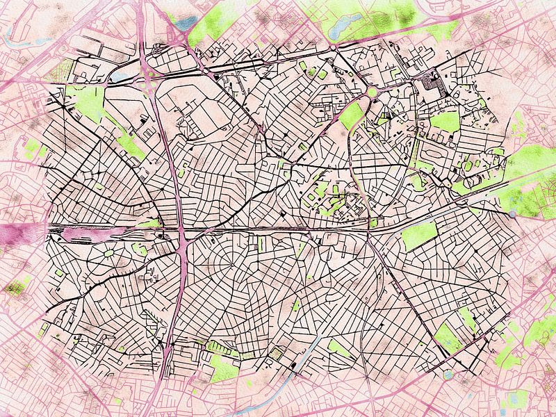 Kaart van Aulnay-sous-Bois in de stijl 'Soothing Spring' van Maporia