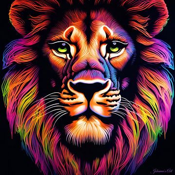 Neon/Schwarzlicht Art of a Lion 1 von Johanna's Art