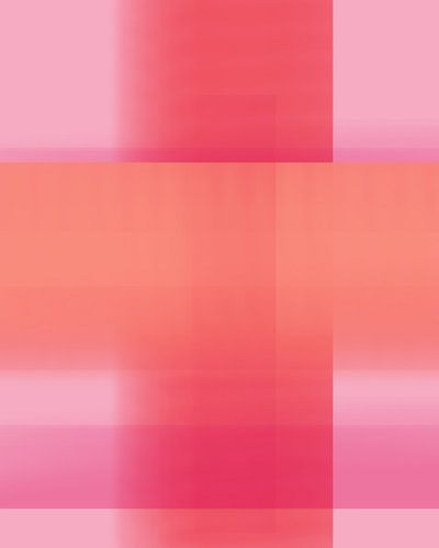 Abstracte kleurblokken in heldere pasteltinten. Roze, paars, rood.