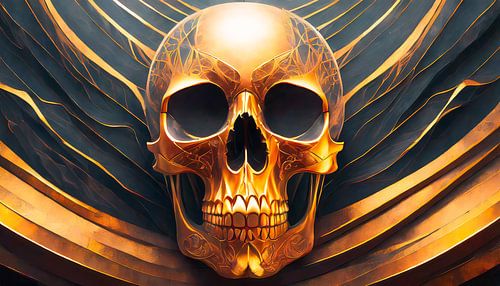 Schedel met goud en zwart