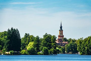 Church and lake in Templin, Germany