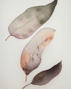 Wabi-sabi leaf with watercolour by Carla Van Iersel