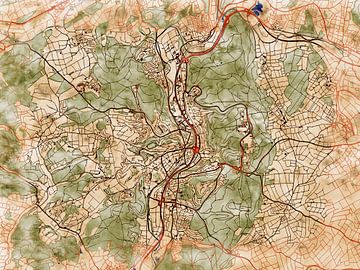 Kaart van Marburg in de stijl 'Serene Summer' van Maporia