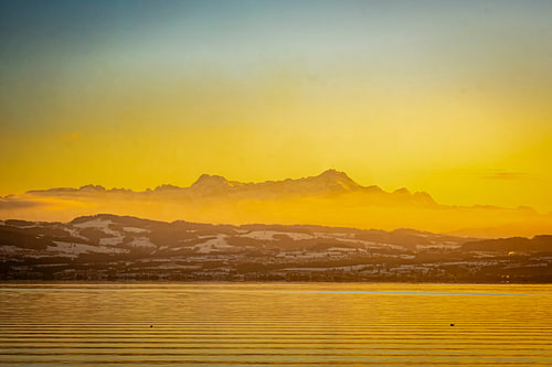 Sonnenuntergang schweizer Alpen von Dieter Walther