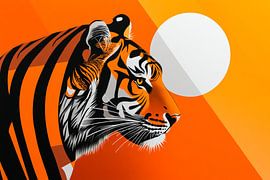 Tiger in the evening light - colour explosion by Poster Art Shop