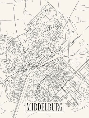 Stadtplan Middelburg - Stadt - Light version - Zeeland Karte