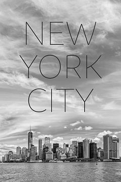 NYC Lower Manhattan & Hudson River | Text & Skyline von Melanie Viola