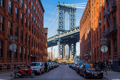 Brooklyn-Brücke von der Washingtonstreet aus