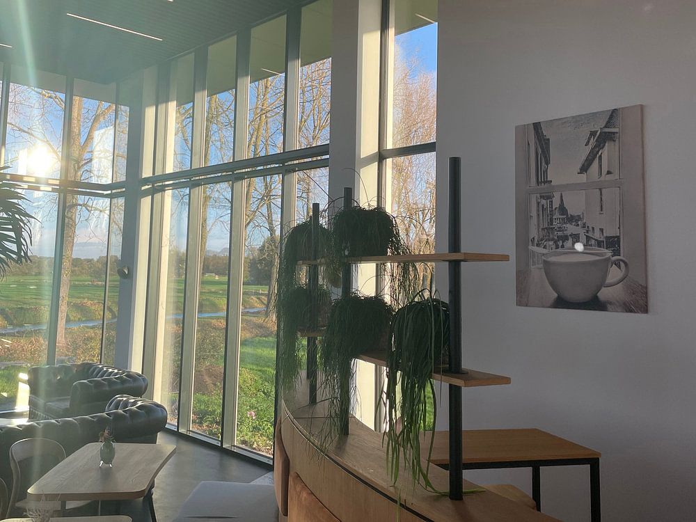 City Break Groningen - Tasse Kaffee mit Blick auf den A-Kirchturm Wanddekoration  von Elianne van Turennout 